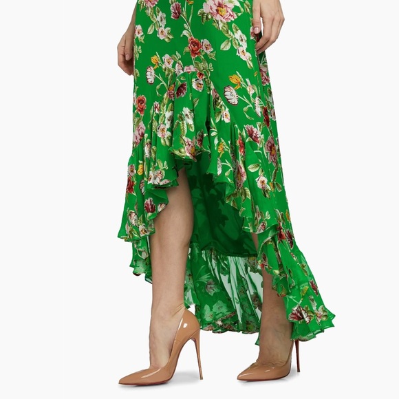 NWT Alice and Olivia Soraya Silk Blend Floral Asymmetrical Maxi Skirt Size 0 - Picture 5 of 7
